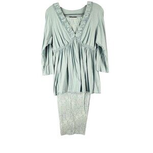 Liz Claiborne Womens 2PC Pajama Pant Set Aqua Blue Sleepwear